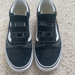 Vans Black and White Velcro Sneakers